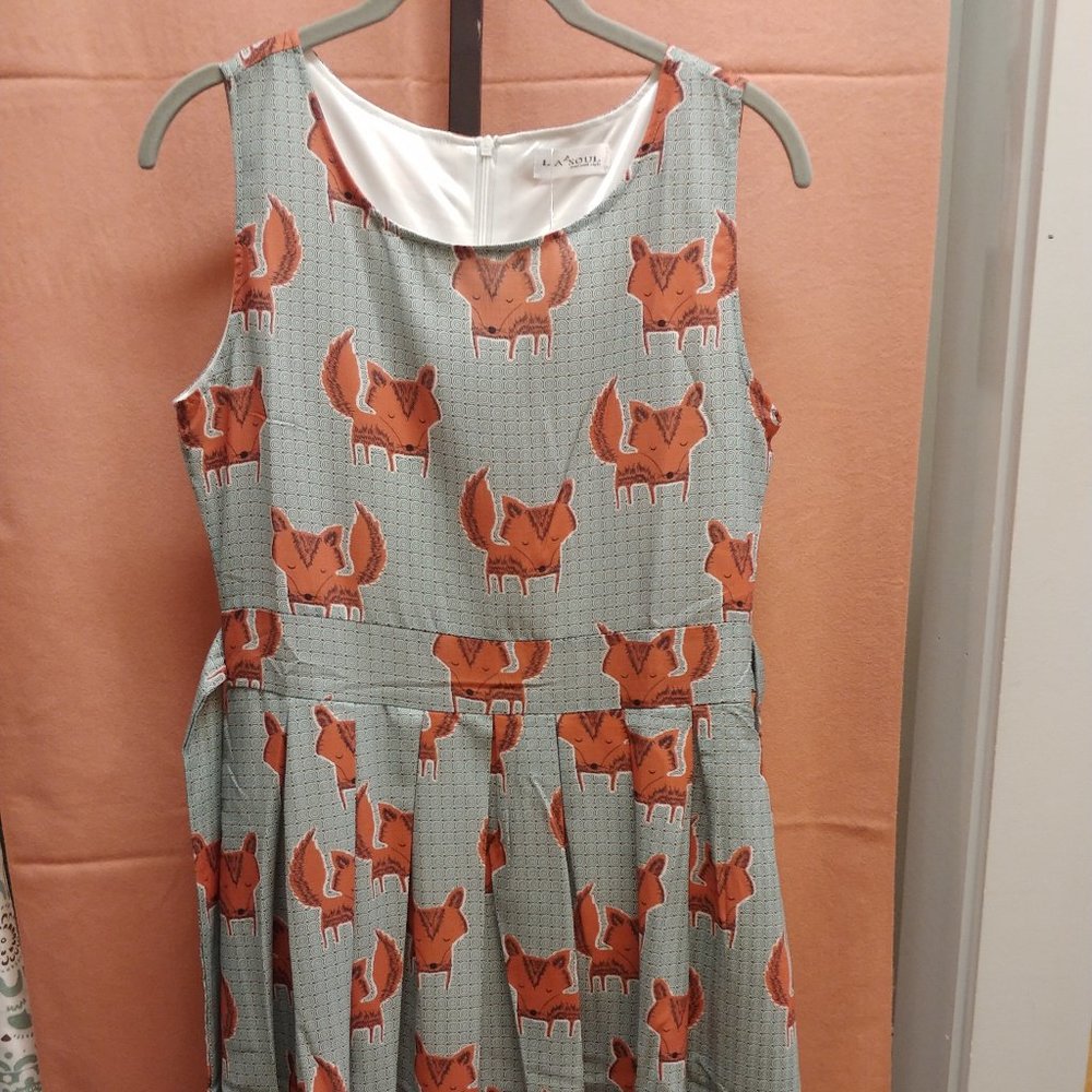 Fox Print Sleeveless Dress